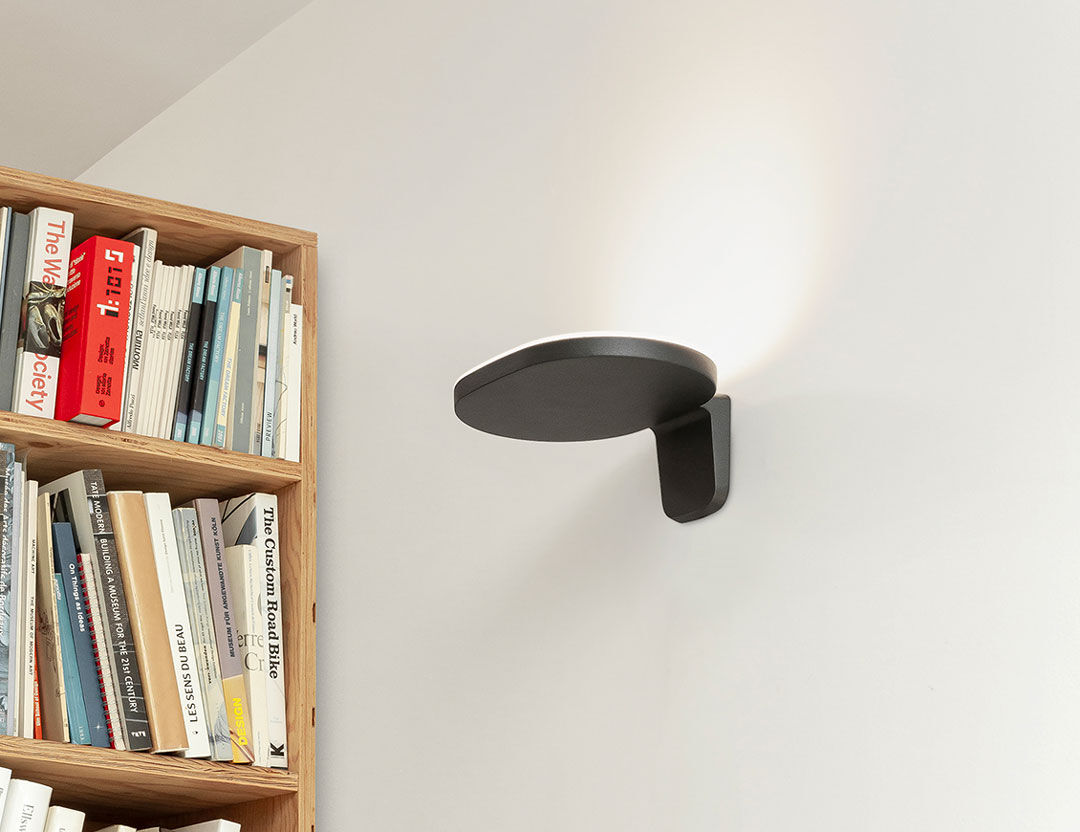 Oplight wall anthracite textured lamp, design by Jasper Morrison for Flos